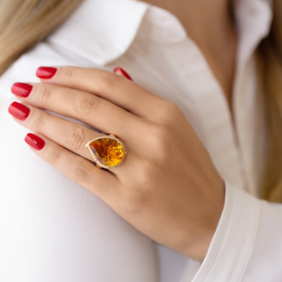 Ring with Citrine and diamonds Chancellor