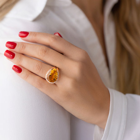 Ring with Citrine and diamonds Tassa