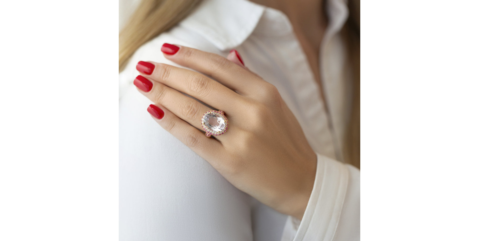 Diamond ring with Amethyst and Ruby Neelam