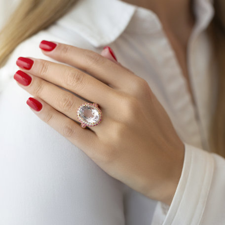 Diamond ring with Amethyst and Ruby Neelam