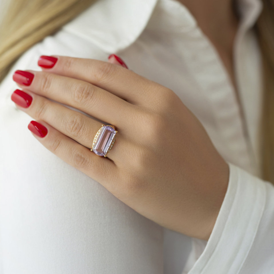 Diamond rings with Amethyst Tasha