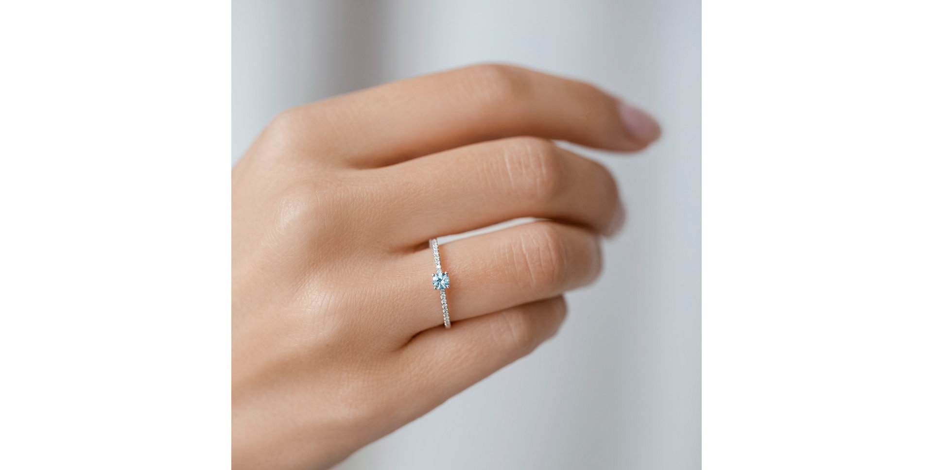 Diamond ring with Rhodolite Gem Simplicity