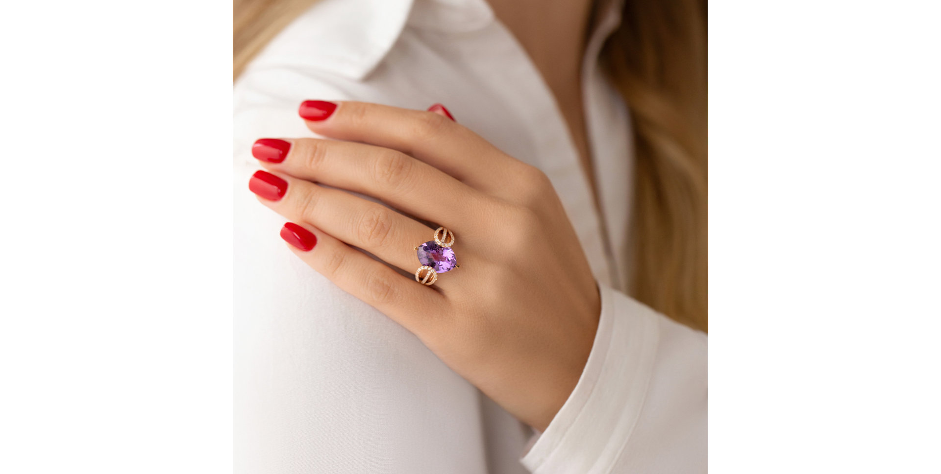 Diamond rings with Amethyst Violet Beauty