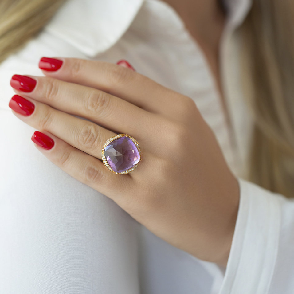 Diamond rings with Amethyst The Night Abyss