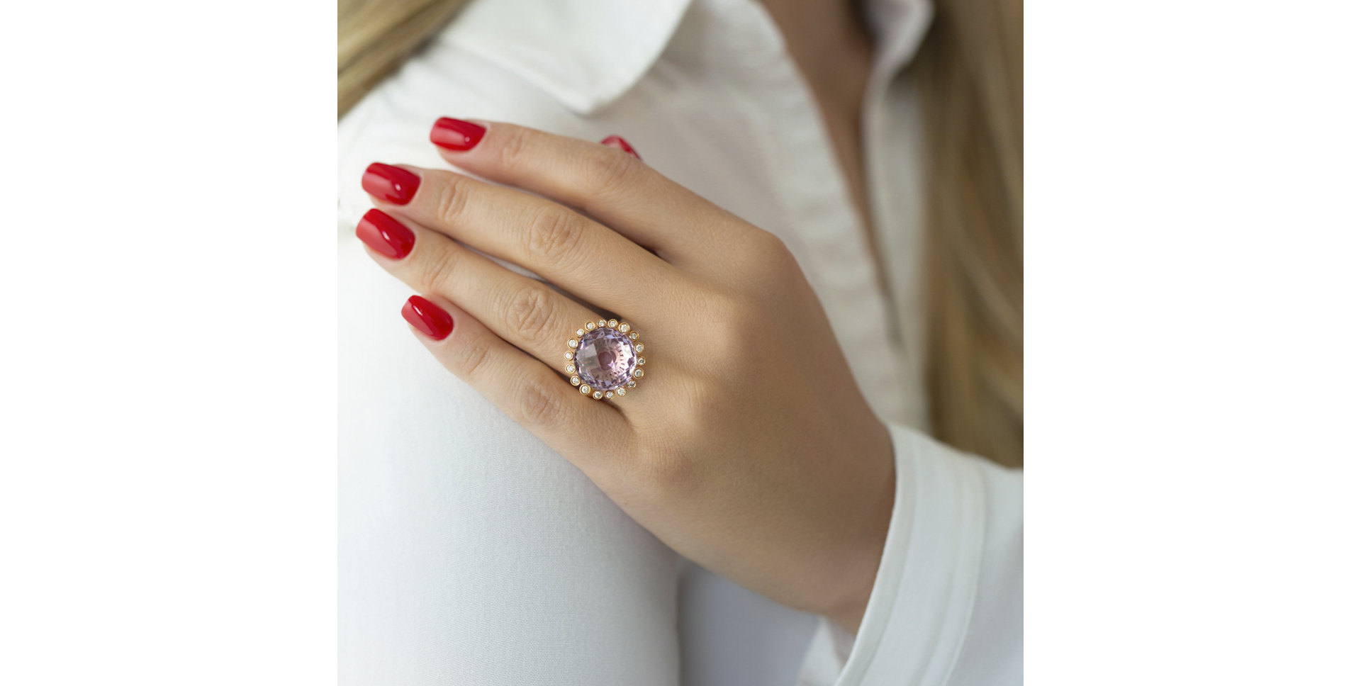 Diamond rings with Amethyst Mina