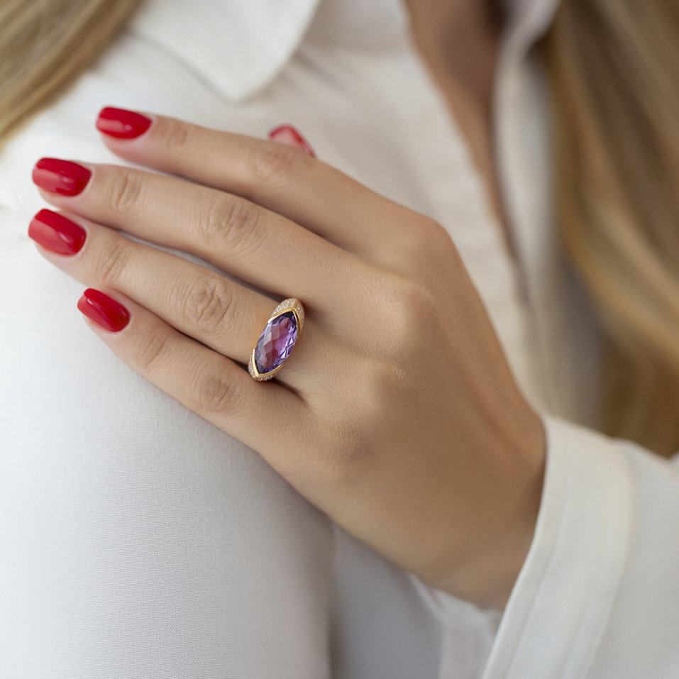 Diamond rings with Amethyst Fiona