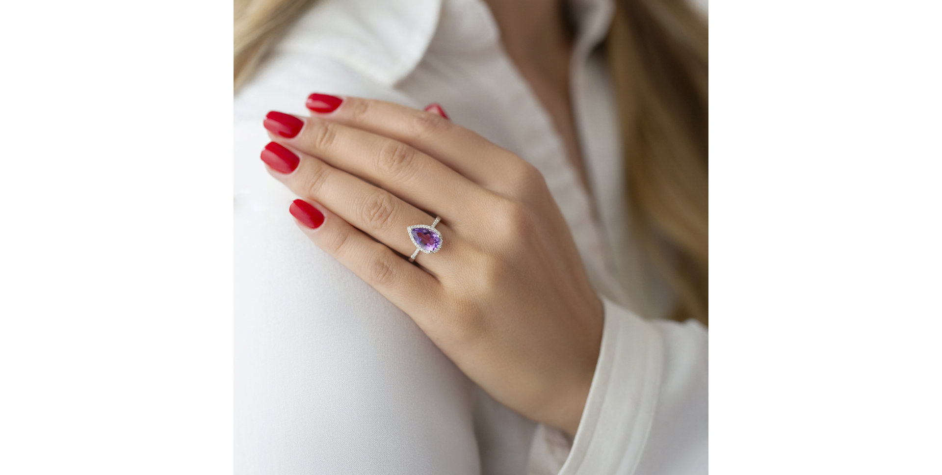 Diamond rings with Amethyst Emily