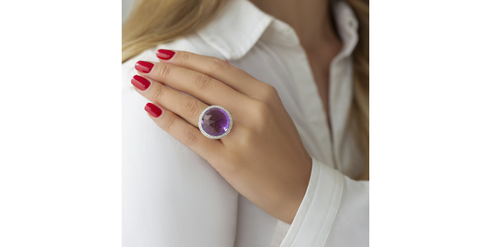 Diamond rings with Amethyst Freccia