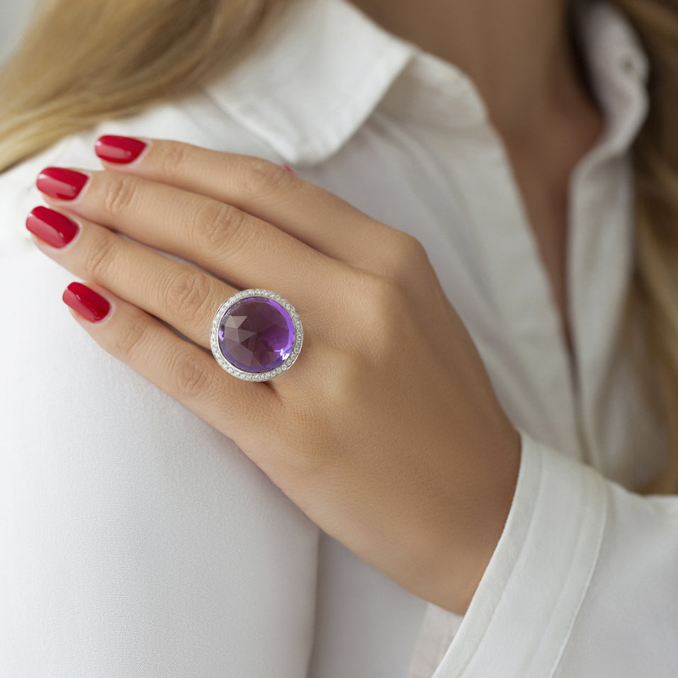 Diamond rings with Amethyst Freccia