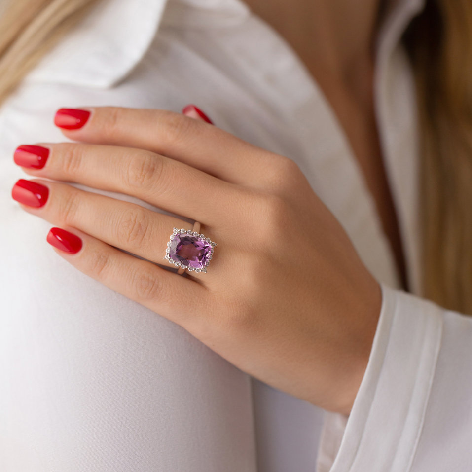 Diamond rings with Amethyst Justin