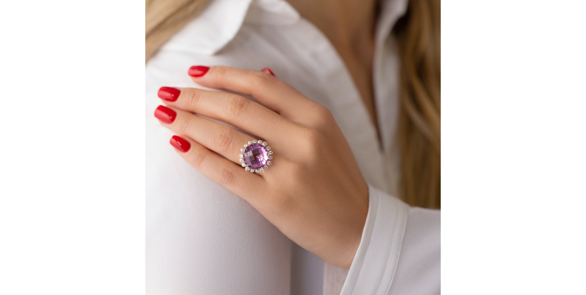 Diamond Diamond rings with Amethyst Mina