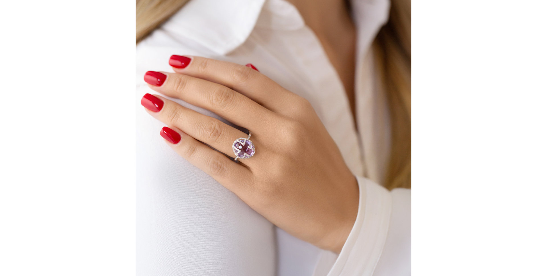 Diamond rings with Amethyst Ayla