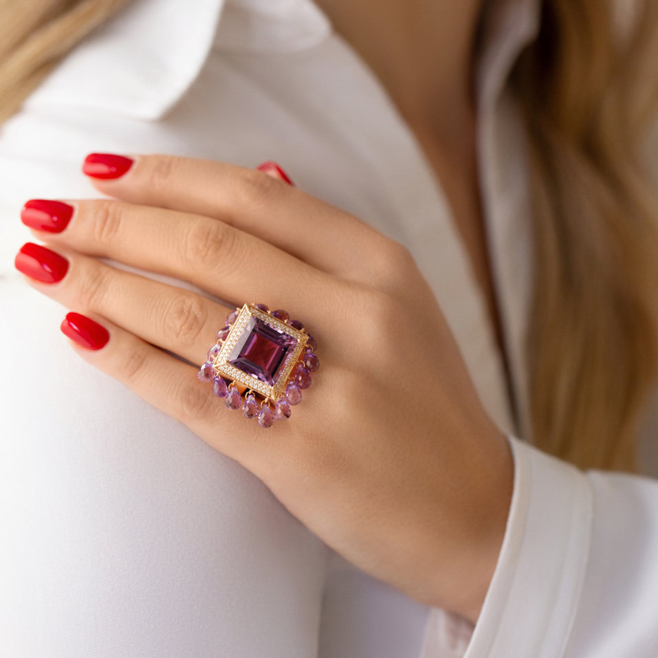 Diamond Diamond rings with Amethyst Concepcion