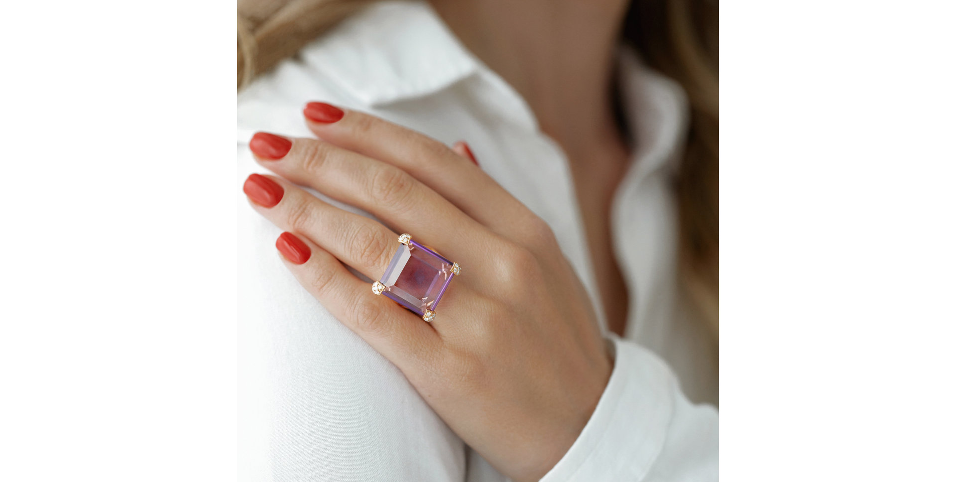 Diamond ring with Quartz Anais