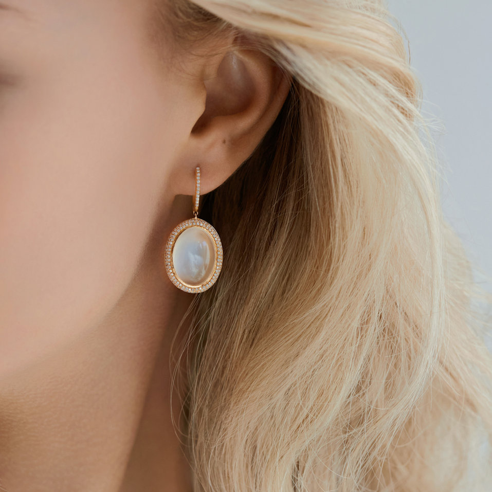 Diamond earrings with Moonstone Baroque Romance