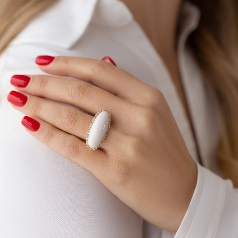 Diamond ring with Agate Night Passion