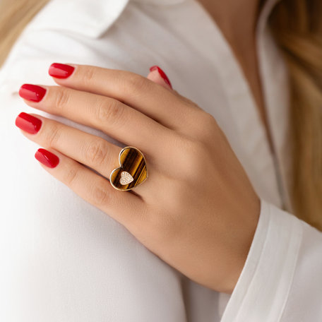 Diamond ring with Tiger Eye Lovers Together
