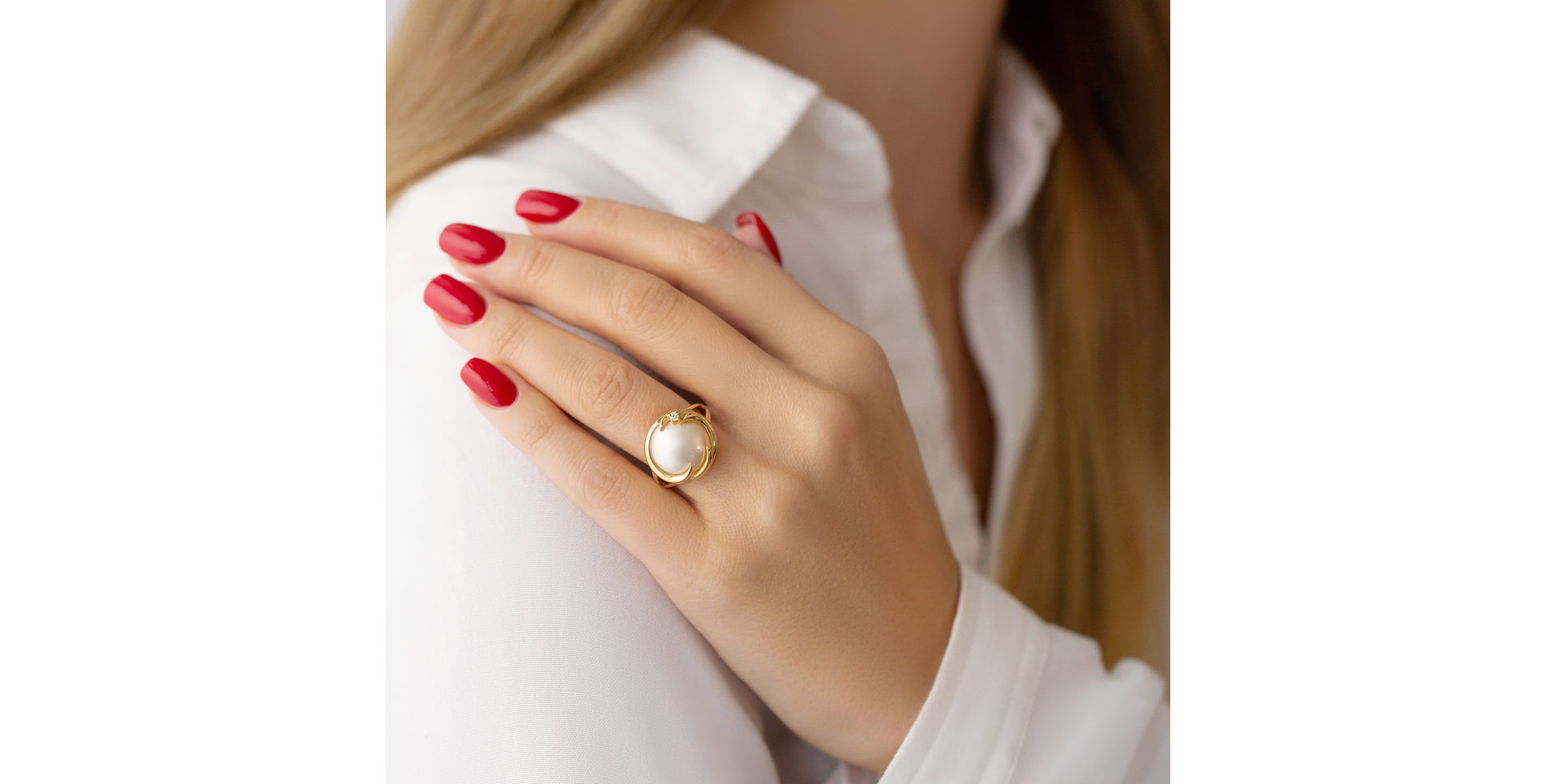 Diamond ring with Pearl Pearl Sadness