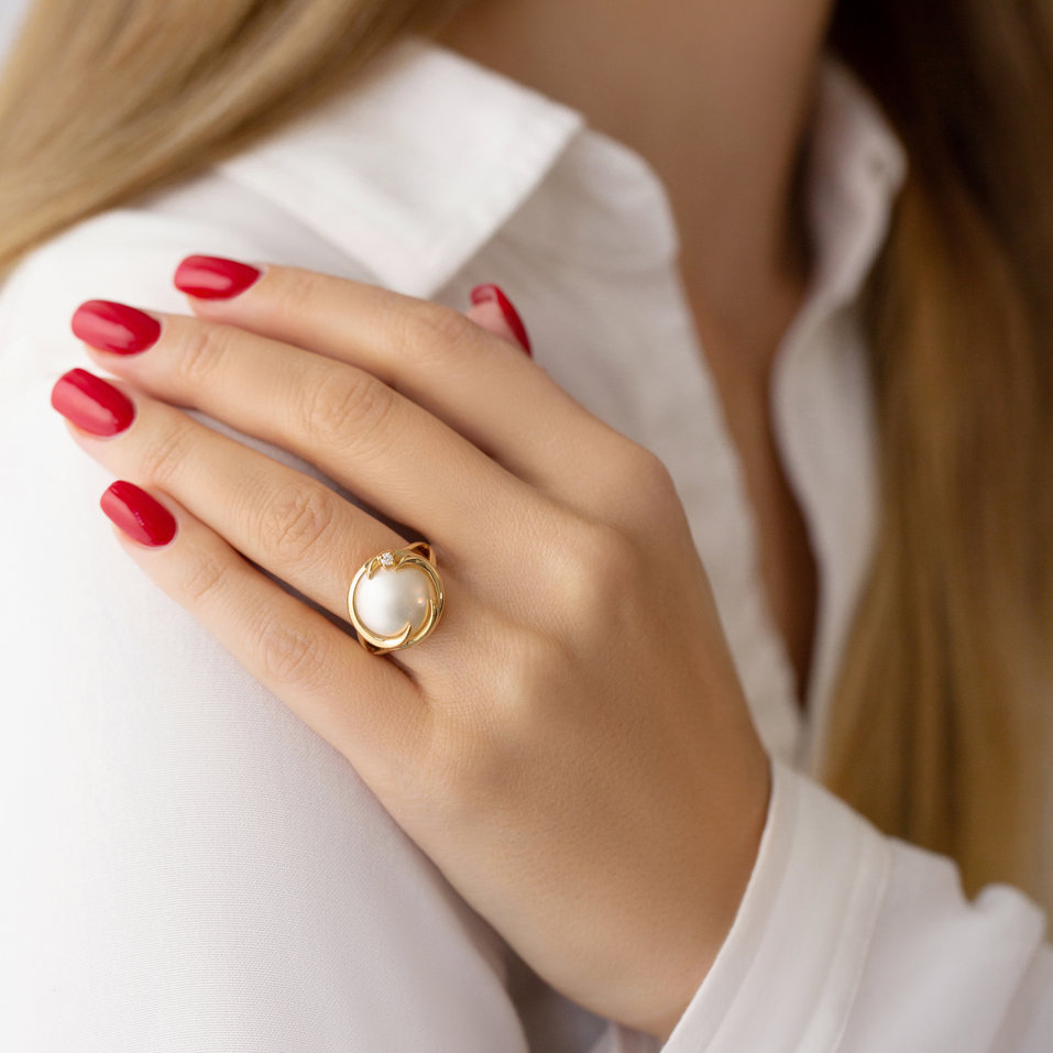 Diamond ring with Pearl Pearl Sadness