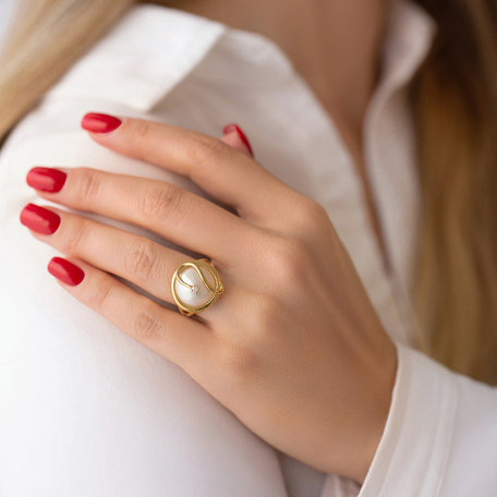 Diamond ring with Pearl Nautical Harmony
