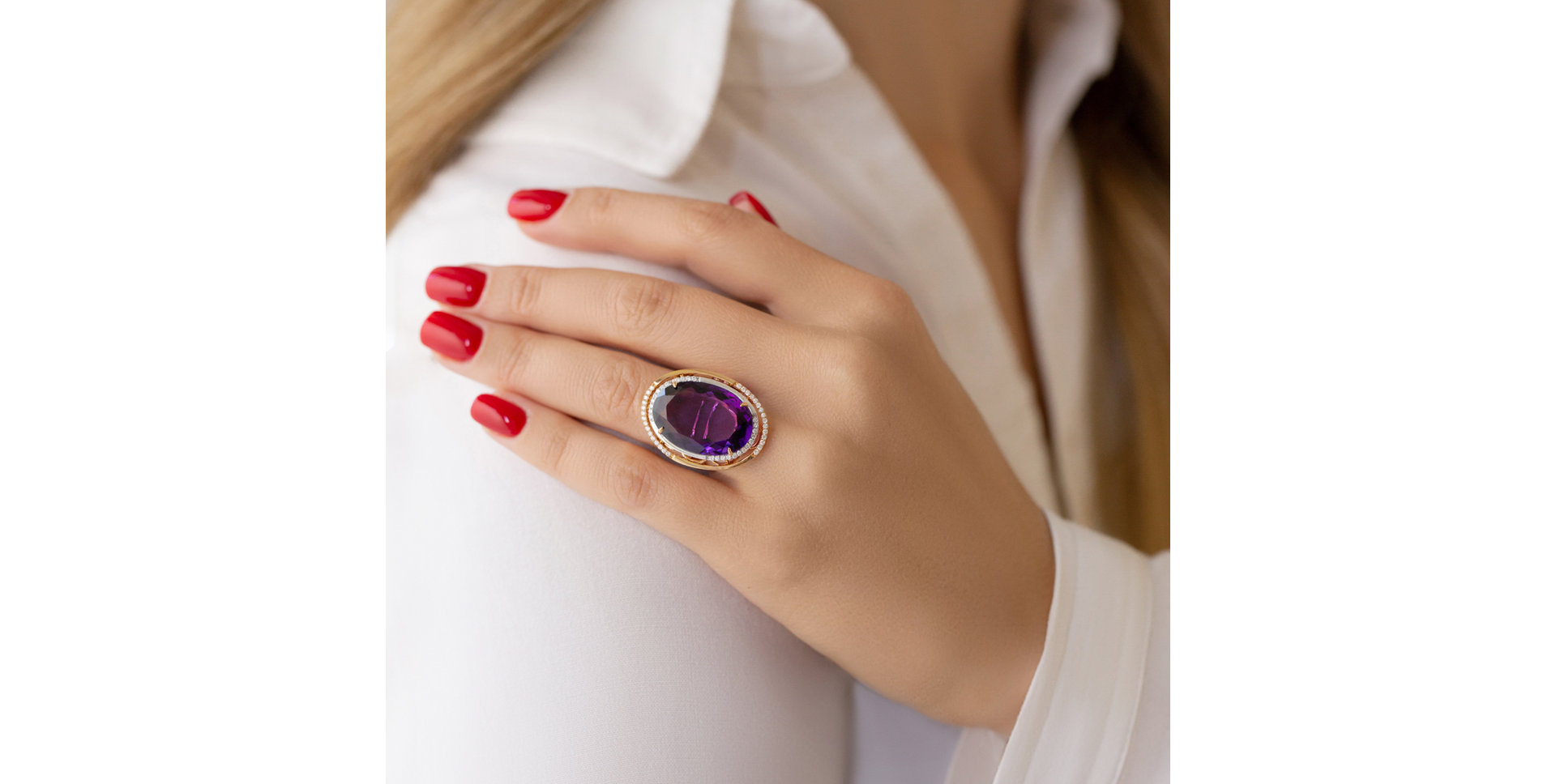 Diamond rings with Amethyst Chay