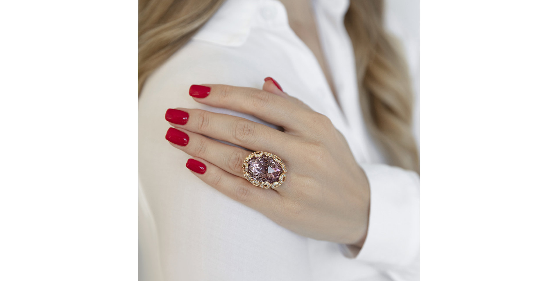 Diamond rings with Amethyst Royal Barocco