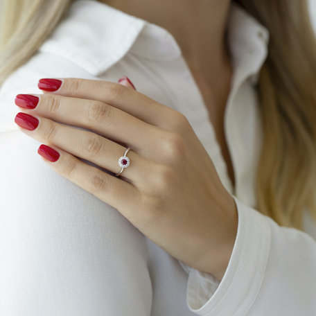 Diamond ring with Emerald Ravenna