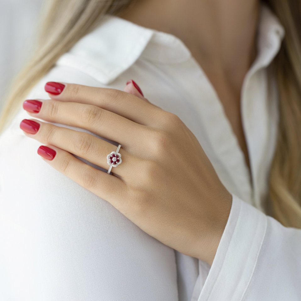 Diamond ring with Ruby Reign