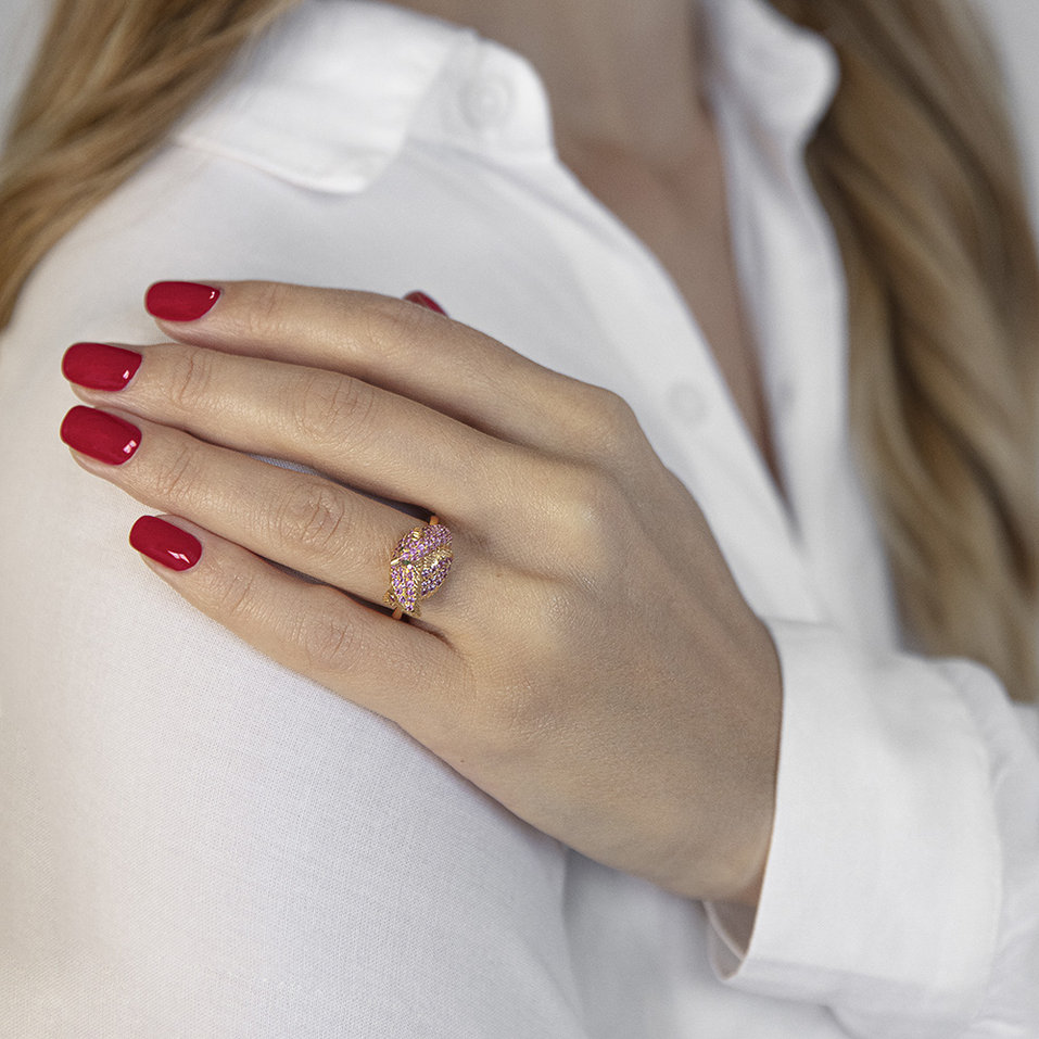 Ring with Sapphire and Garnet Fairytale Swan