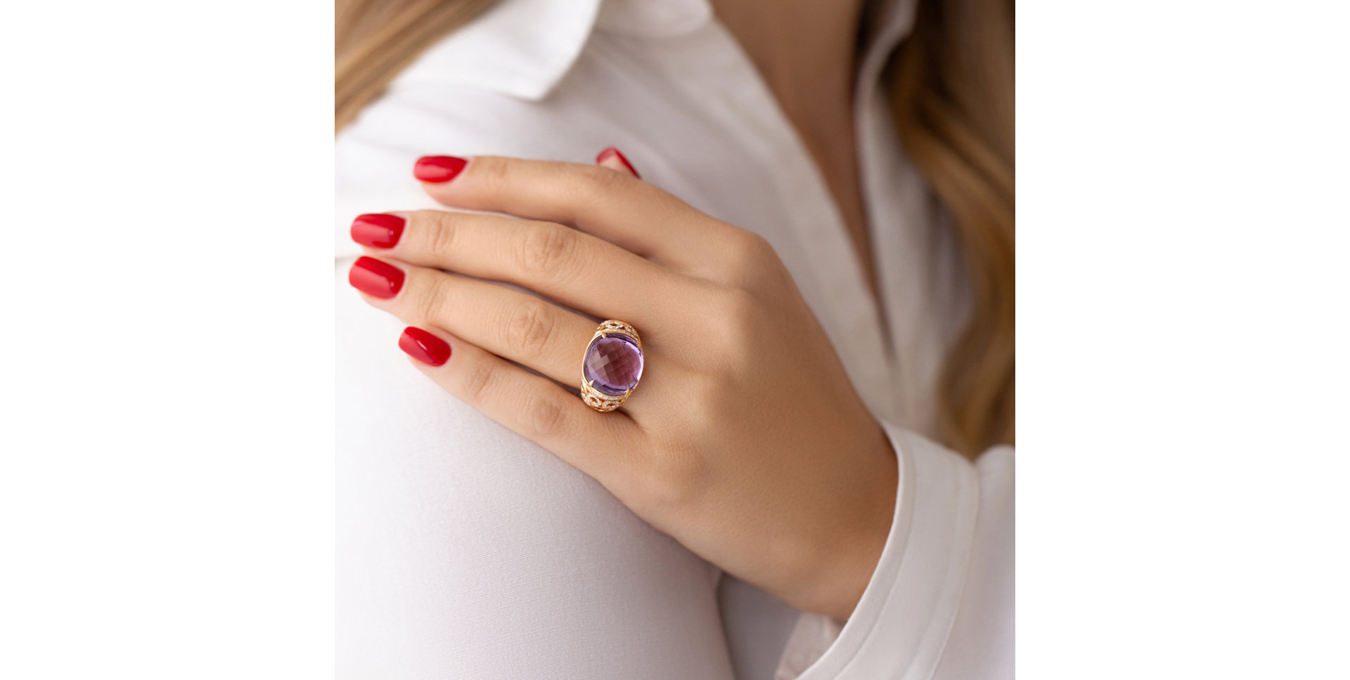 Diamond rings with Amethyst Divine Nobility