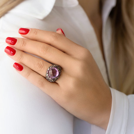 Diamond ring with Amethyst and Sapphire Estela