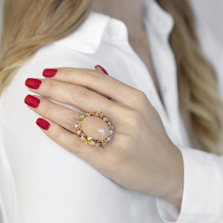 Diamond ring with gemstones and Moonstone Mackay