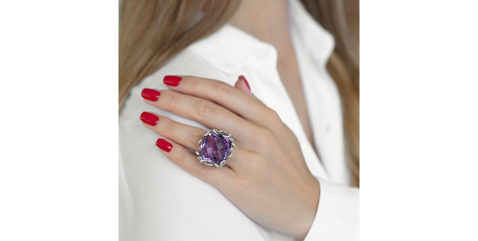 Diamond rings with Amethyst Delicia