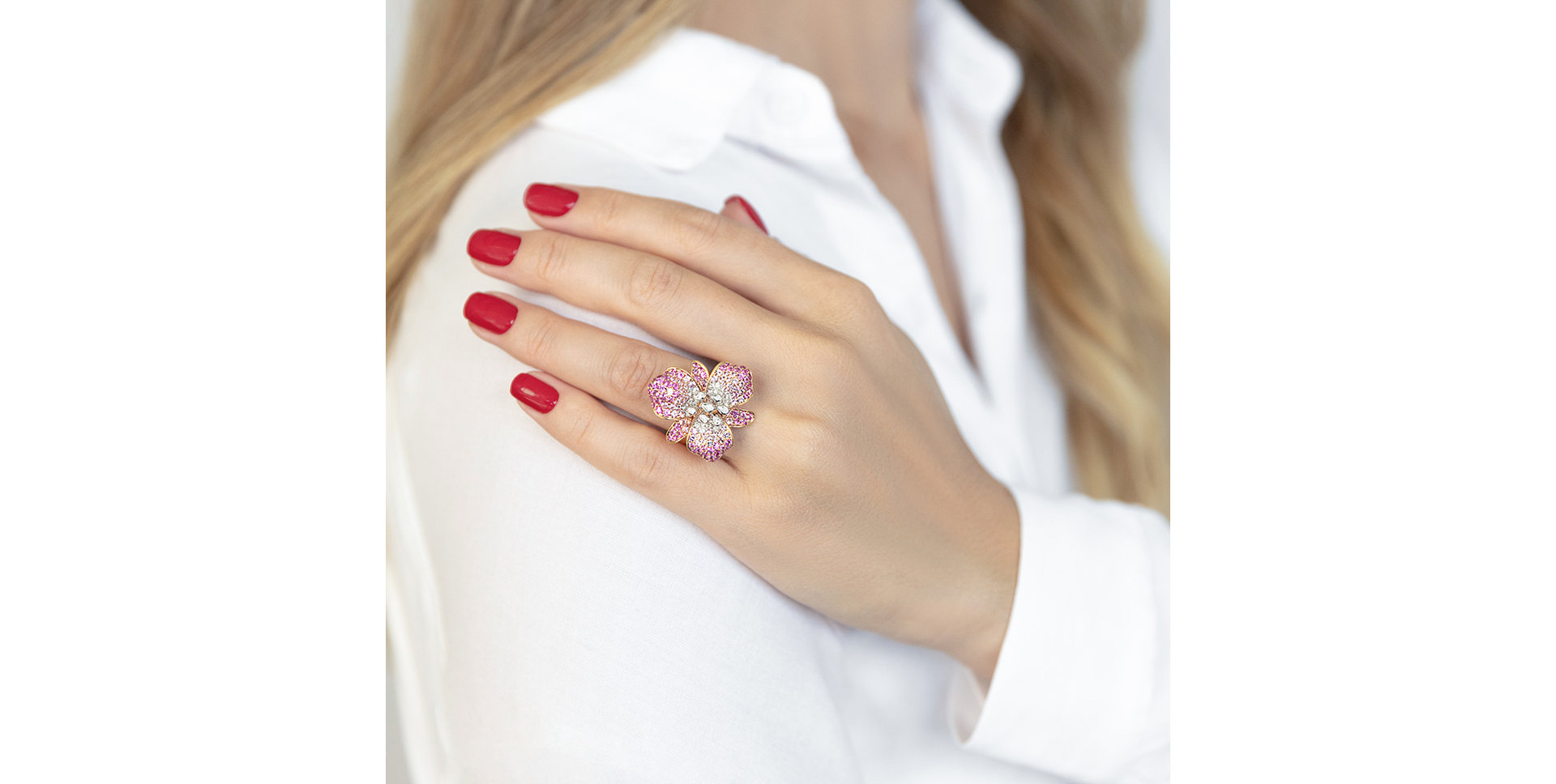 Diamond ring with Sapphire Imperial Fantasy