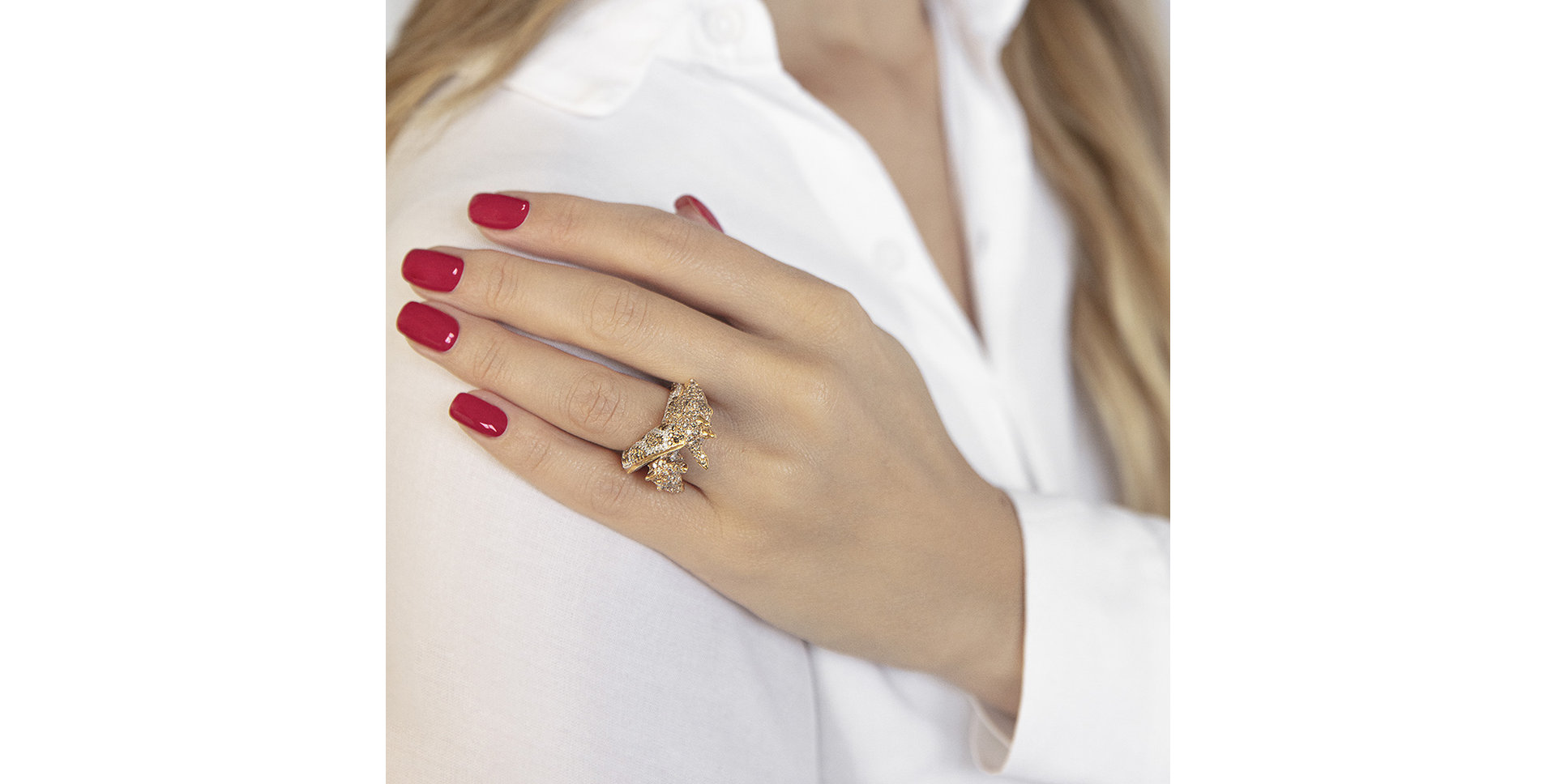 Ring with brown and black diamonds Giraffe Twins