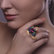 Ring with black and white diamonds and gemstones Parrot King4