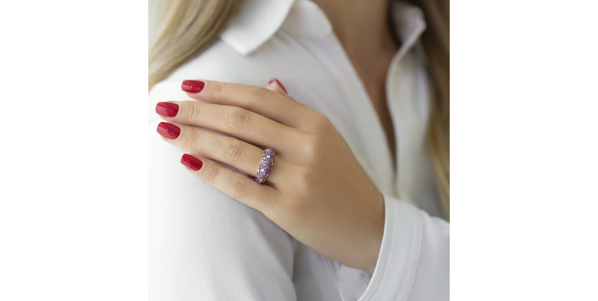 Diamond ring with Amethyst and Sapphire Adeline