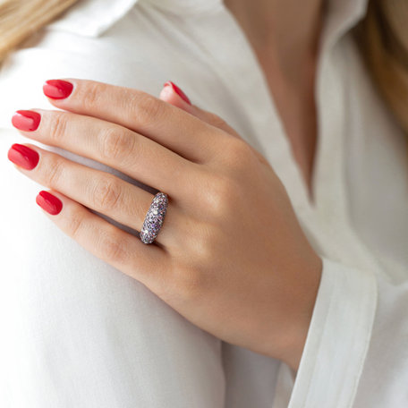 Diamond ring with Amethyst and Sapphire Adeline