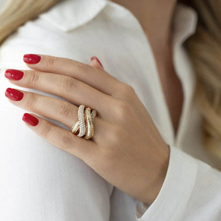 Ring with brown and white diamonds Colombe