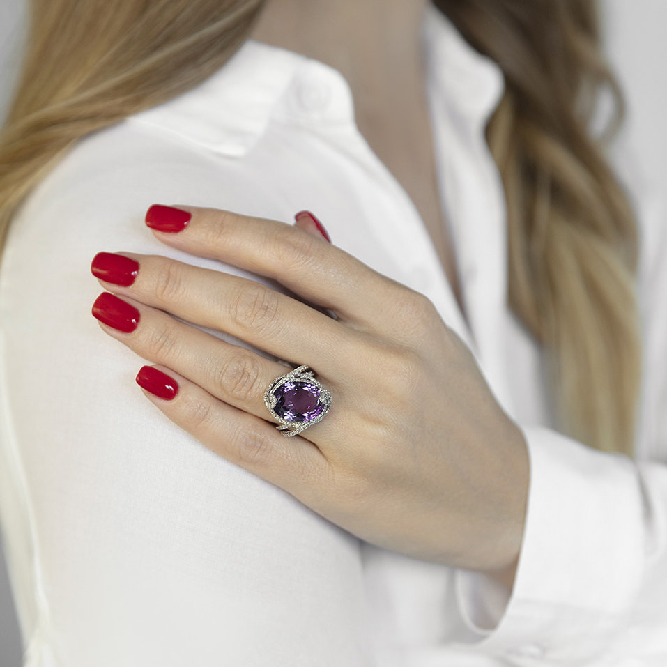 Diamond rings with Amethyst Princess Kate