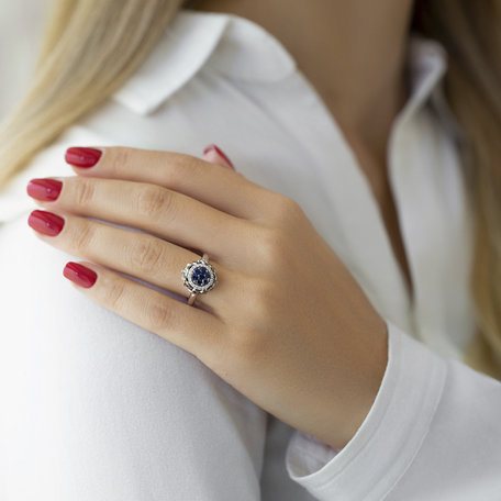 Diamond ring with Sapphire Touch of Heaven