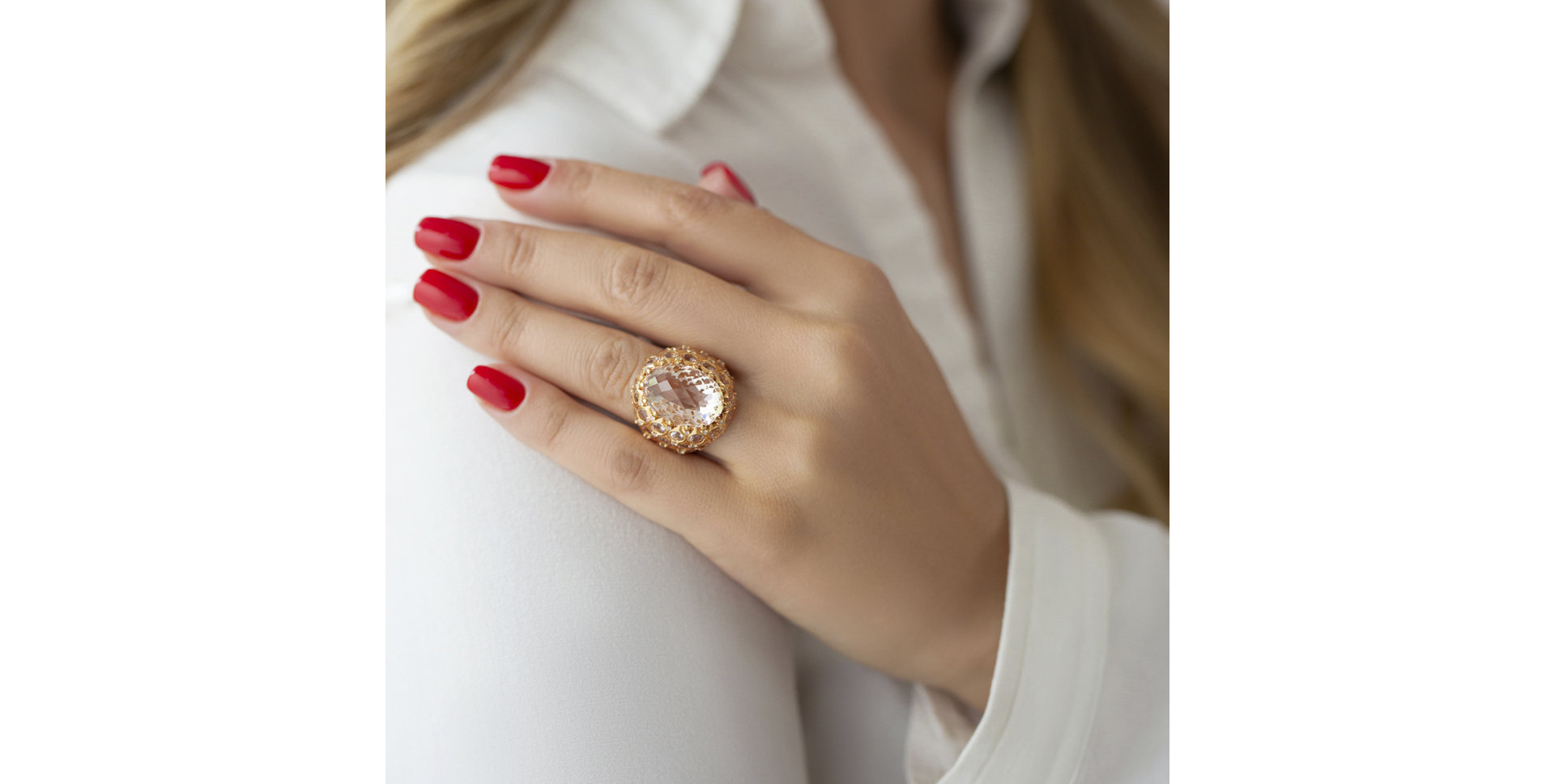 Diamond ring with Morganite Venus Dream