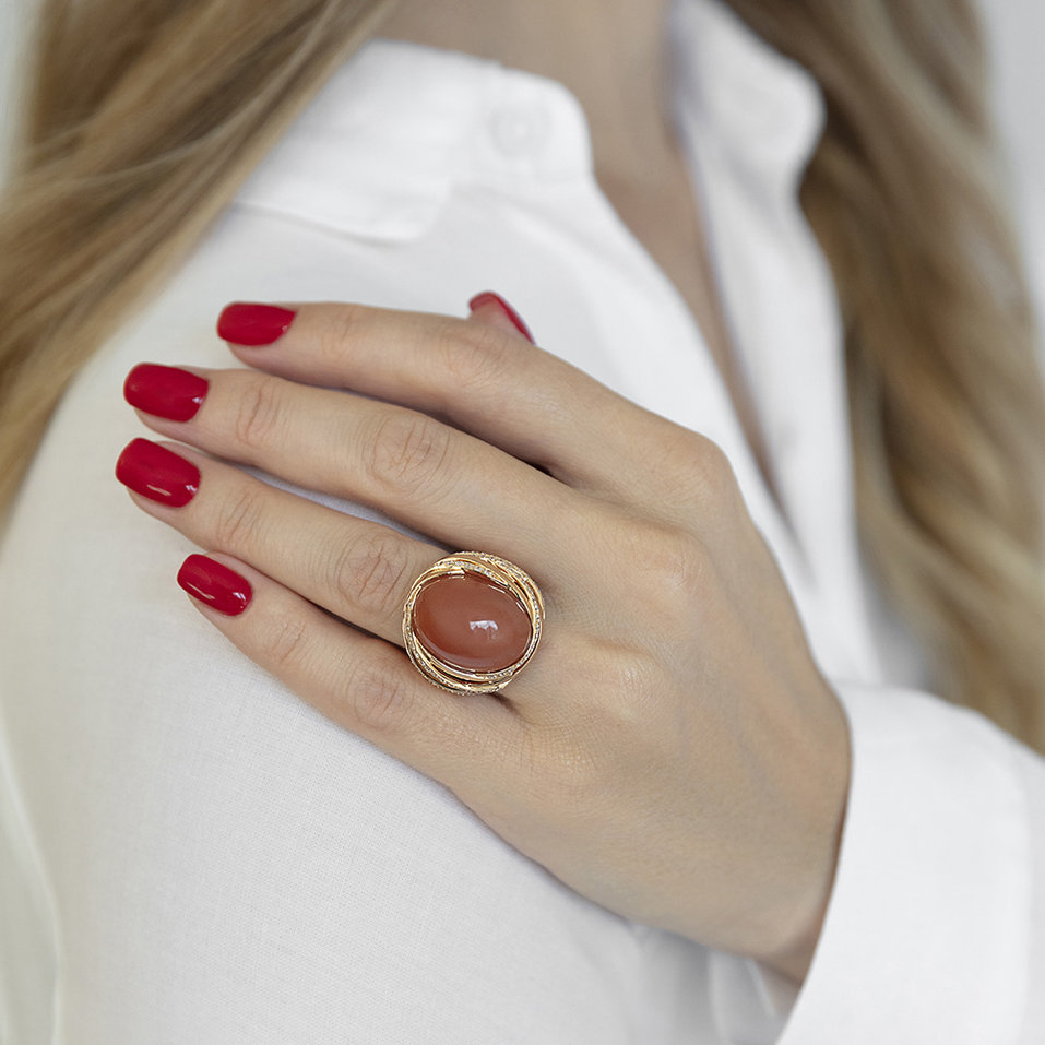 Ring with Moonstone and diamonds Eminence of Sea