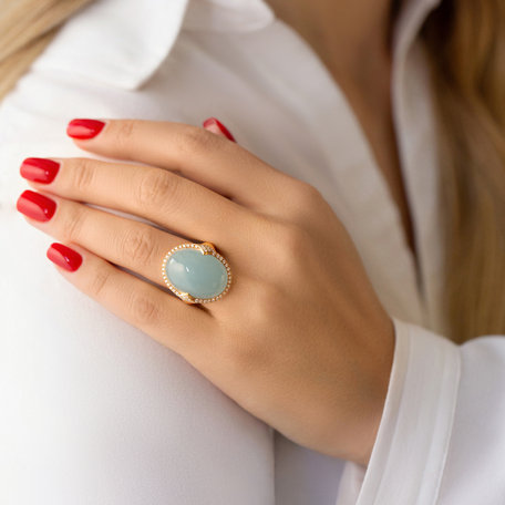 Diamond ring with Rose Quartz Venus Miracle