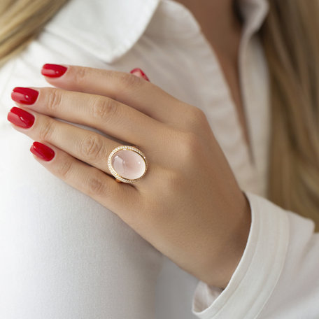 Diamond ring with Rose Quartz Moonlight Romance