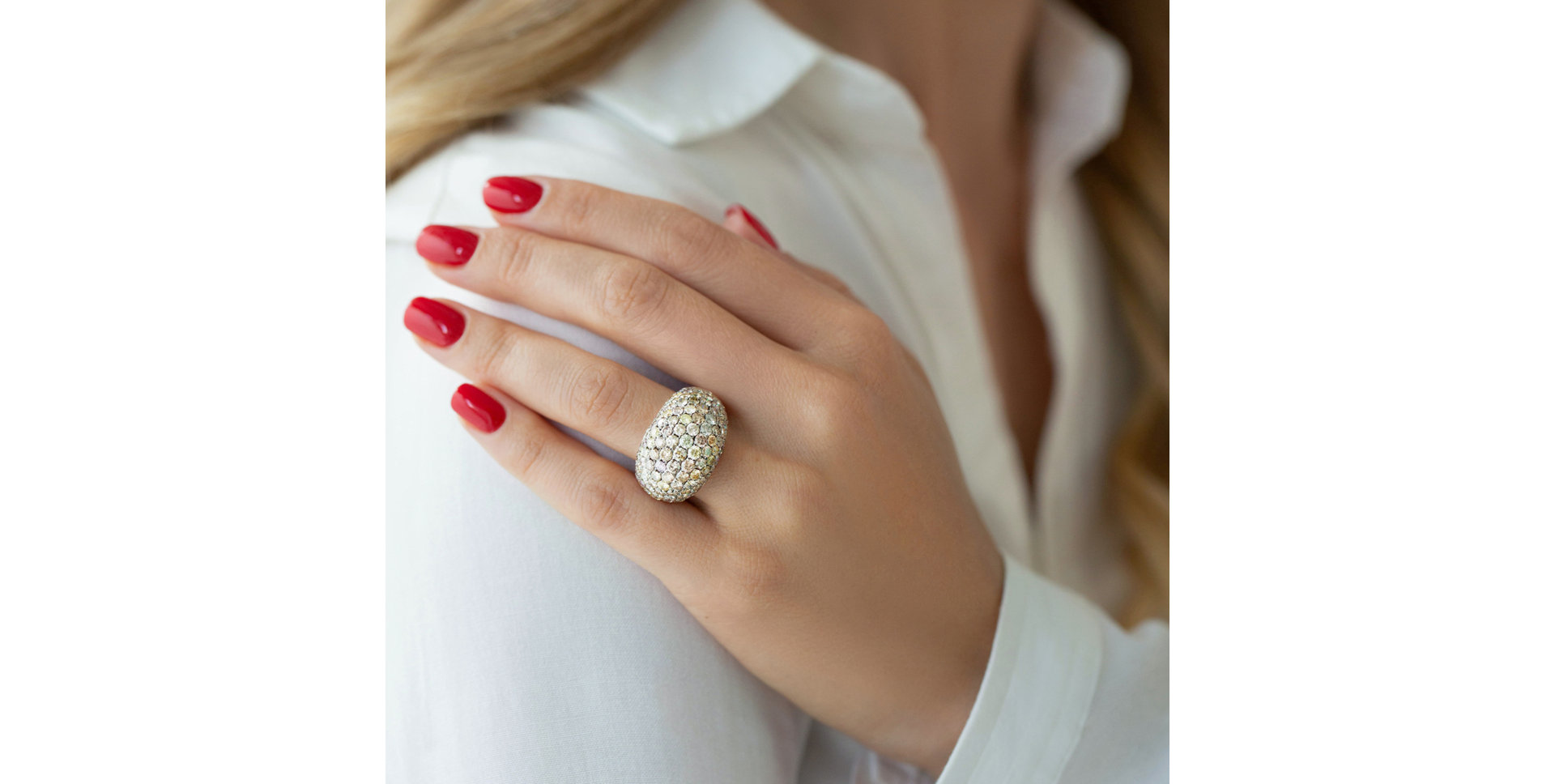 Ring with brown and yellow diamonds Andromeda Poem