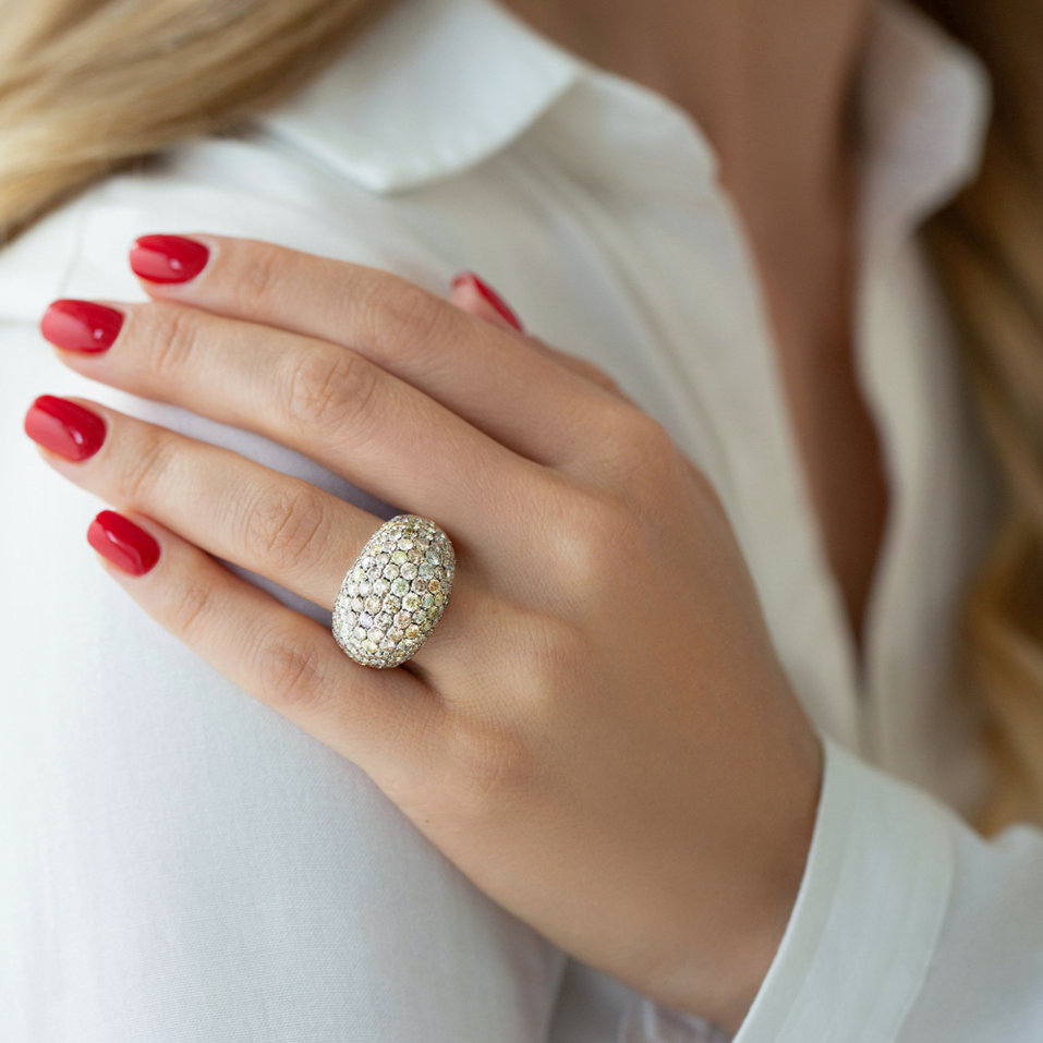 Ring with brown and yellow diamonds Andromeda Poem