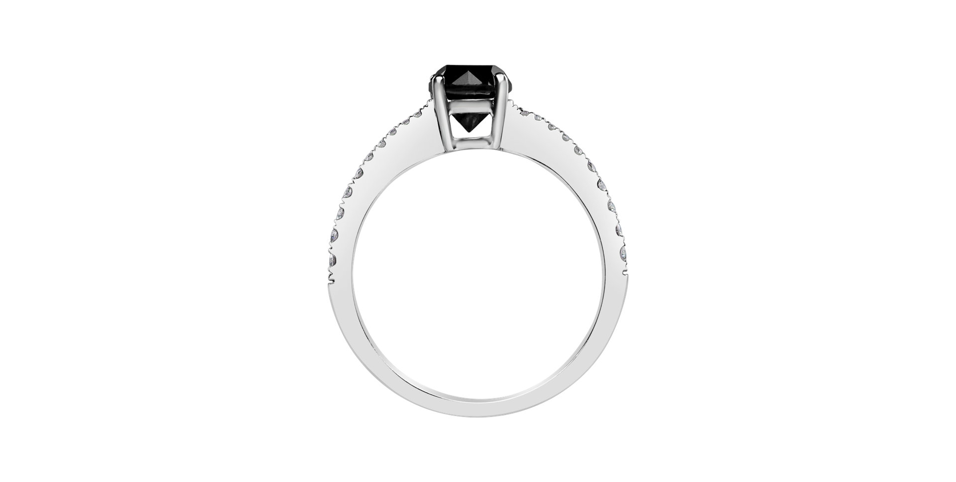 Ring with black diamond Glittery Love