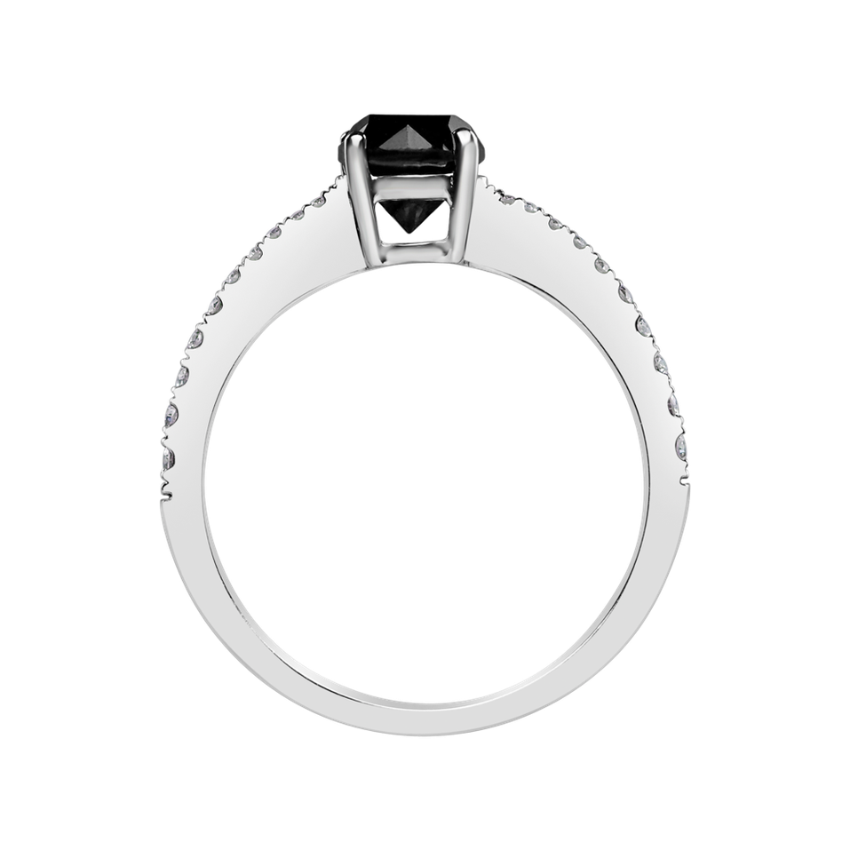 Ring with black diamond Glittery Love