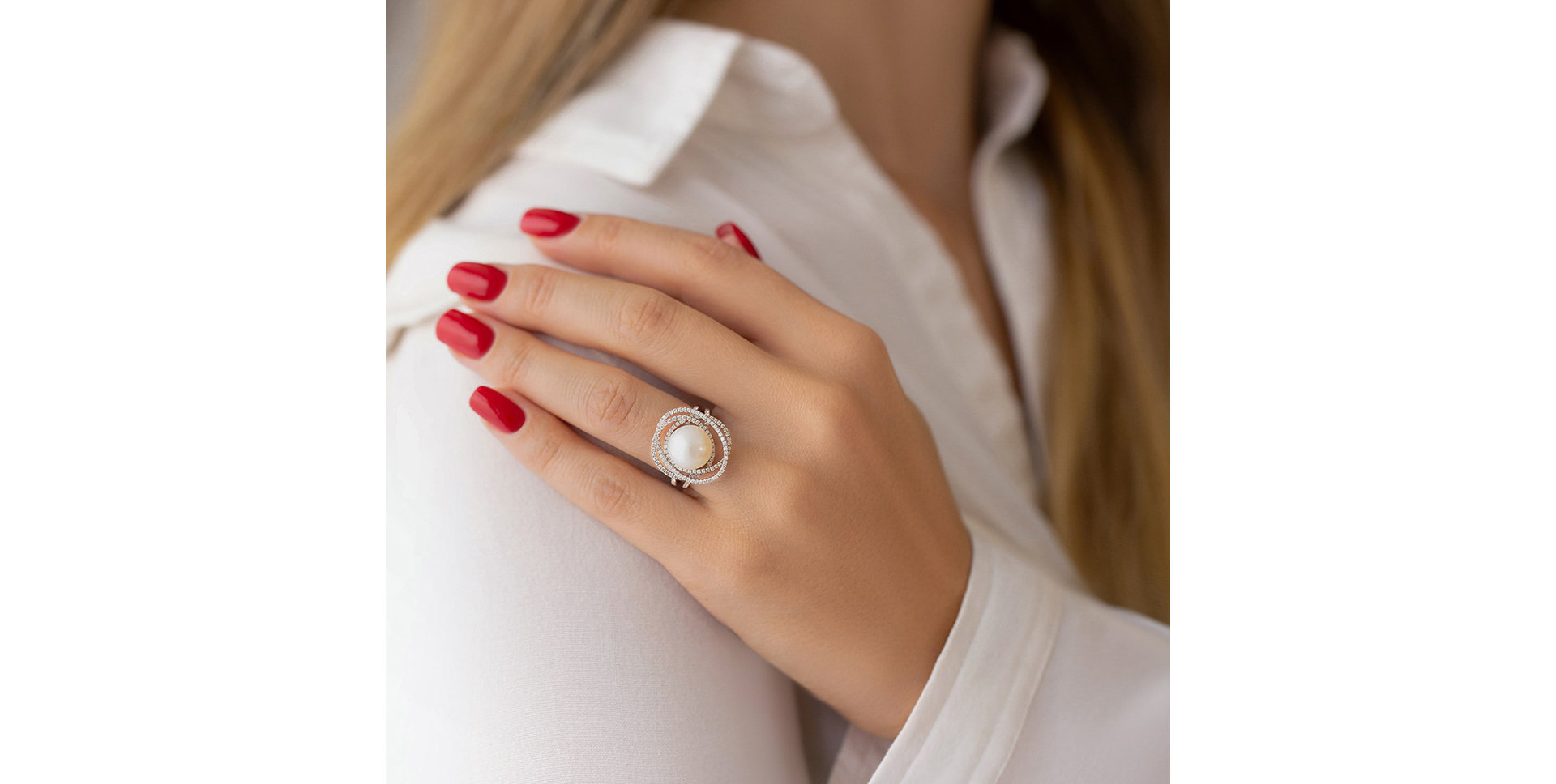 Diamond ring with Pearl Galaxy of Hope